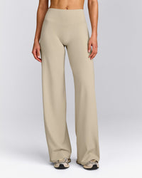 SoftMotion™ Straight Leg Pants with Gray Logo | Oatmeal