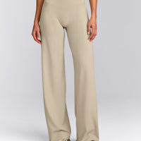 SoftMotion™ Straight Leg Pants with Gray Logo | Oatmeal