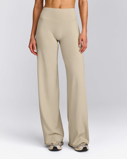 SoftMotion™ Straight Leg Pants with Gray Logo | Oatmeal