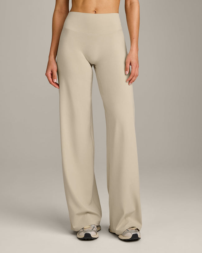 SoftMotion™ Straight Leg Pants with Gray Logo | Oatmeal