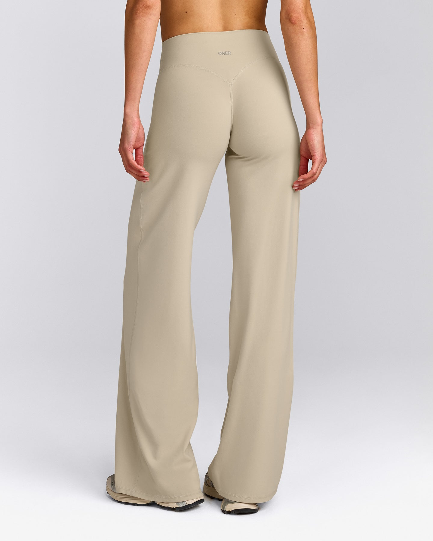 SoftMotion™ Straight Leg Pants with Gray Logo | Oatmeal