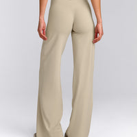 SoftMotion™ Straight Leg Pants with Gray Logo | Oatmeal