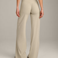 SoftMotion™ Straight Leg Pants with Gray Logo | Oatmeal