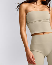 SoftMotion™ Straight Leg Pants with Gray Logo | Oatmeal