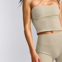 SoftMotion™ Straight Leg Pants with Gray Logo | Oatmeal