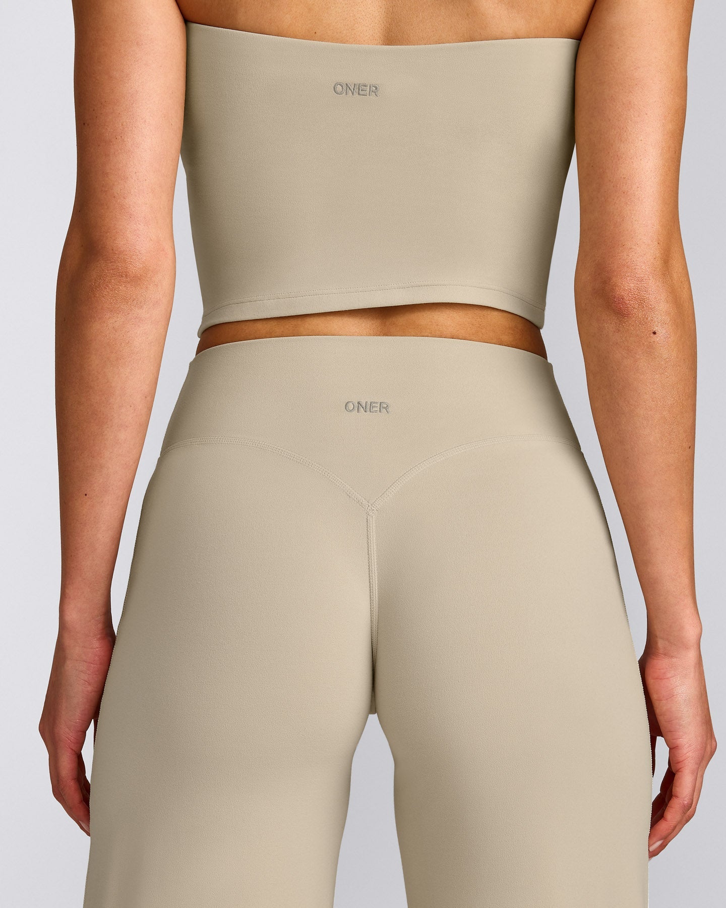 SoftMotion™ Straight Leg Pants with Gray Logo | Oatmeal