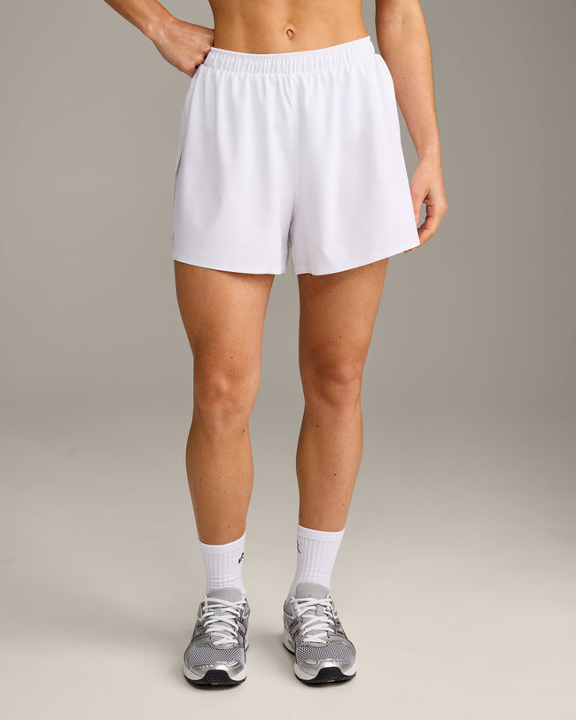 AirMove™ Lined Shorts 4" with Pocket and Reflective Logo | White