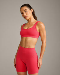 EffortlessLift™ Square Neck Sports Bra with Gray Logo | Charged Pink