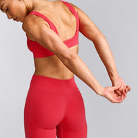 EffortlessLift™ Square Neck Sports Bra with Gray Logo | Charged Pink