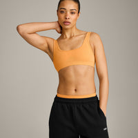 EffortlessLift™ Square Neck Sports Bra with Gray Logo | Powdered Orange