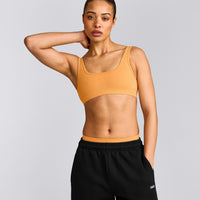 EffortlessLift™ Square Neck Sports Bra with Gray Logo | Powdered Orange