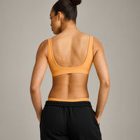 EffortlessLift™ Square Neck Sports Bra with Gray Logo | Powdered Orange