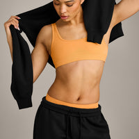 EffortlessLift™ Square Neck Sports Bra with Gray Logo | Powdered Orange