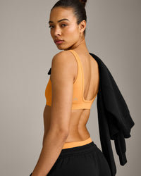 EffortlessLift™ Square Neck Sports Bra with Gray Logo | Powdered Orange