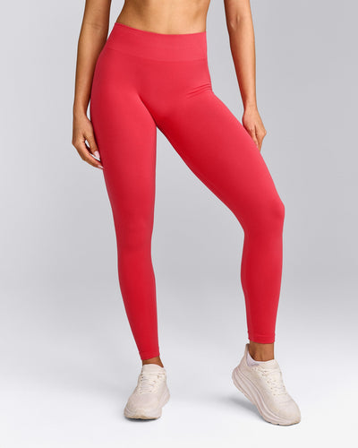EffortlessLift™ Seamless Mid Rise Leggings with Gray Logo | Charged Pink