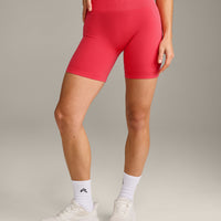 EffortlessLift™ Seamless Mid Rise Shorts with Gray Logo | Charged Pink