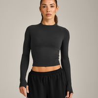 Oner Seamless Fitted Long Sleeve Top | Soft Black