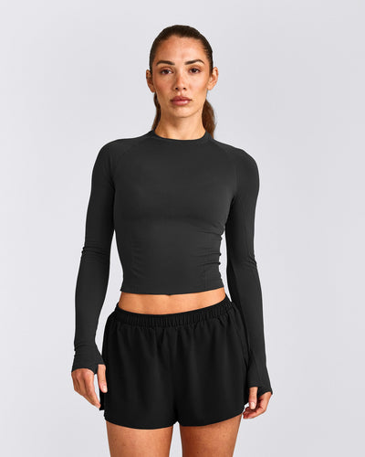 Oner Seamless Fitted Long Sleeve Top | Soft Black