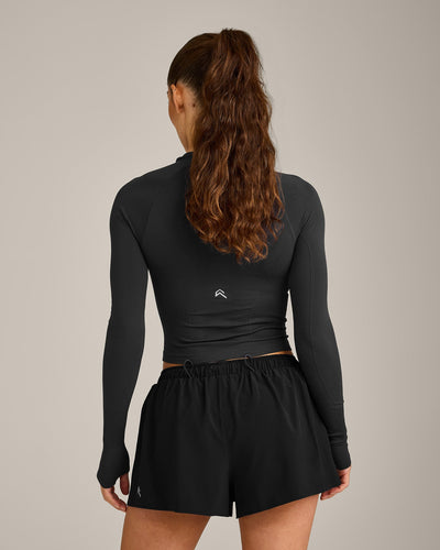 Oner Seamless Fitted Long Sleeve Top | Soft Black