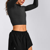 Oner Seamless Fitted Long Sleeve Top | Soft Black