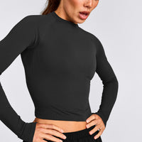 Oner Seamless Fitted Long Sleeve Top | Soft Black