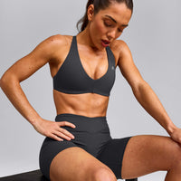 UnifiedMove™ Cross Back Sports Bra with Reflective Logo | Coal