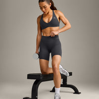 UnifiedMove™ Cross Back Sports Bra with Reflective Logo | Coal