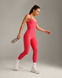 UnifiedMove™ T Back Mid Tank Top with Built in Bra Shelf with Reflective Logo | Charged Pink