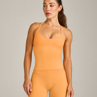 UnifiedMove™ T Back Mid Tank Top with Built in Bra Shelf with Reflective Logo | Powdered Orange