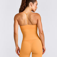 UnifiedMove™ T Back Mid Tank Top with Built in Bra Shelf with Reflective Logo | Powdered Orange