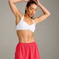 UnifiedMove™ T Back Minimal Bralette with Reflective Logo | White
