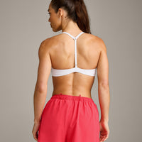 UnifiedMove™ T Back Minimal Bralette with Reflective Logo | White
