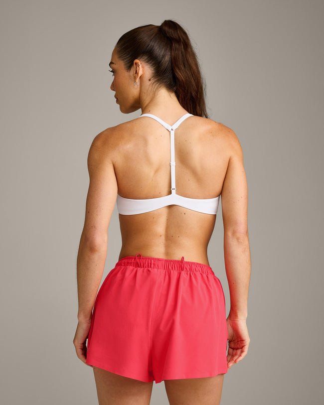 UnifiedMove™ T Back Minimal Bralette with Reflective Logo | White