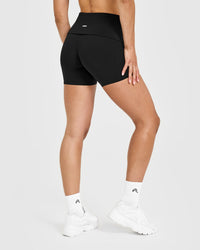 SoftMotion™ Fold Over Shorts 6" with White Logo | Black