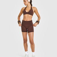 SoftMotion™ Fold Over Shorts 6" with White Logo | Espresso Brown