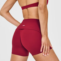 SoftMotion™ Fold Over Shorts 6" with White Logo | Ruby Red