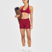 SoftMotion™ Fold Over Shorts 6" with White Logo | Ruby Red