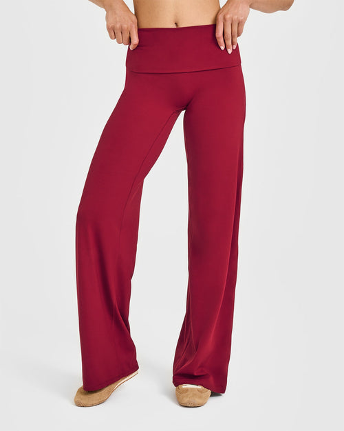 Oner Modal SoftMotion™ Fold Over Straight Leg Bottoms | Ruby Red