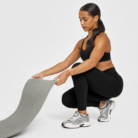 SoftMotion™ High Waisted Leggings with White Logo | Black