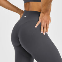 SoftMotion™ High Waisted Leggings with White Logo | Coal