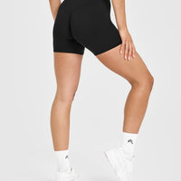 SoftMotion™ High Waisted Shorts 6" with White Logo | Black