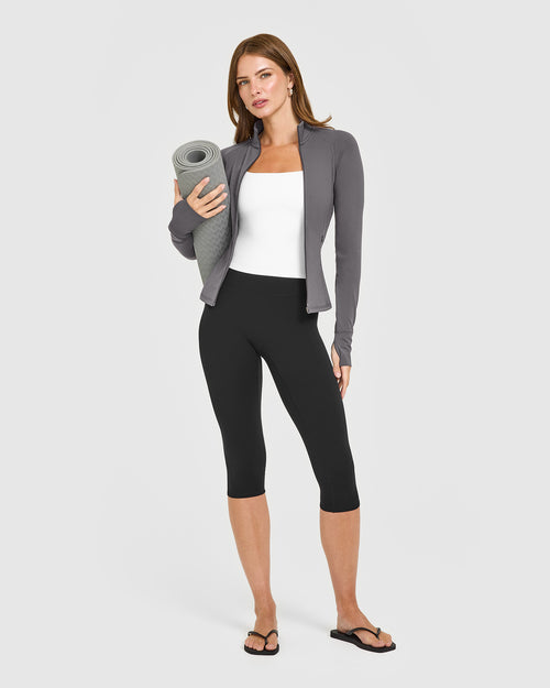 SoftMotion™ Strappy Mid Tank Top with Built in Bra Shelf | White