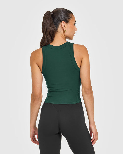 Mellow™ Rib High Neck Mid Tank Top | Racing Green