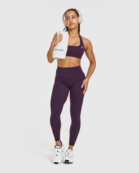 UnifiedMove™ High Waisted Leggings White Logo | Blackberry Purple