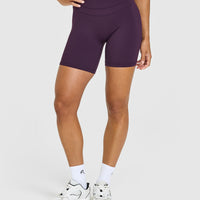 Unified High Waisted Shorts White Logo 6" | Blackberry Purple