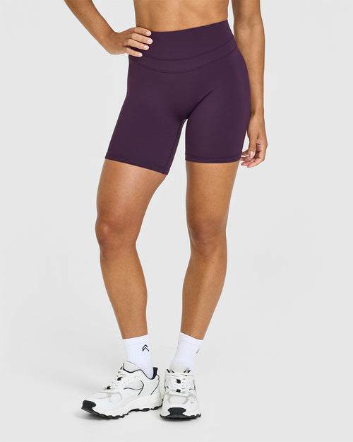 Oner Modal Unified High Waisted Shorts White Logo 6" | Blackberry Purple