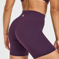 Unified High Waisted Shorts White Logo 6" | Blackberry Purple