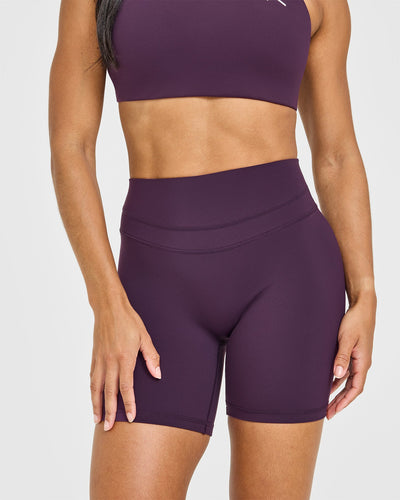 Unified High Waisted Shorts White Logo 6" | Blackberry Purple