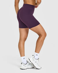 Unified High Waisted Shorts White Logo 6" | Blackberry Purple