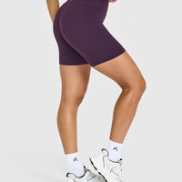 Unified High Waisted Shorts White Logo 6" | Blackberry Purple